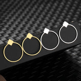 Square Circle Stainless Steel Earrings Minimalist Studs for Women