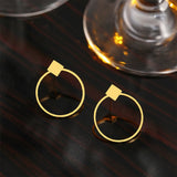 Square Circle Stainless Steel Earrings Minimalist Studs for Women