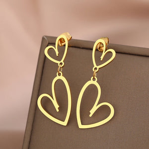 Stainless Steel Heart Charms Earrings for Women Weddings