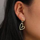 Stainless Steel Heart Charms Earrings for Women Weddings