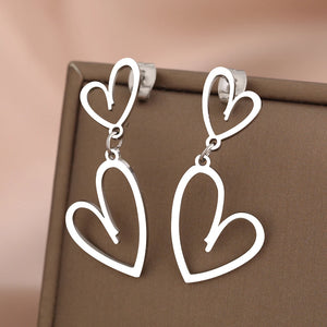 Stainless Steel Heart Charms Earrings for Women Weddings
