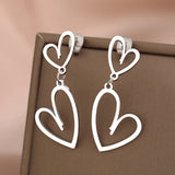 Stainless Steel Heart Charms Earrings for Women Weddings