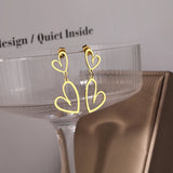 Stainless Steel Heart Charms Earrings for Women Weddings