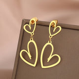 Stainless Steel Heart Charms Earrings for Women Weddings