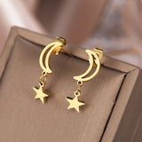 Moon Star Pendant Earrings Kpop Tassel Jewelry