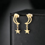 Moon Star Pendant Earrings Kpop Tassel Jewelry