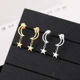Moon Star Pendant Earrings Kpop Tassel Jewelry