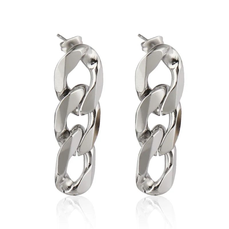 Geometric Chain Earrings Stainless Steel Drop Earrings