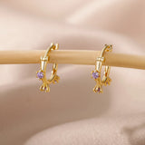 Minimalist Zircon Round Flower Shape Earrings Piercing Boho Jewelry Gift