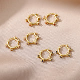 Minimalist Zircon Round Flower Shape Earrings Piercing Boho Jewelry Gift