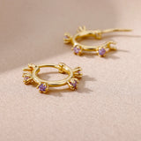 Minimalist Zircon Round Flower Shape Earrings Piercing Boho Jewelry Gift