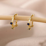 Minimalist Zircon Round Flower Shape Earrings Piercing Boho Jewelry Gift