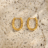 Stainless Steel Clear Zircon U Shape Hoop Earrings