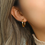 Stainless Steel Clear Zircon U Shape Hoop Earrings
