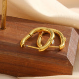 Stainless Steel Clear Zircon U Shape Hoop Earrings