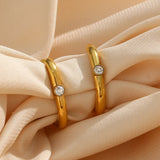 Stainless Steel Clear Zircon U Shape Hoop Earrings