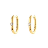 Stainless Steel Clear Zircon U Shape Hoop Earrings