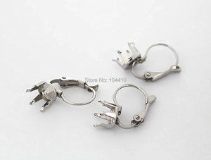 Stainless Steel Earrings Settings 6 Prongs Pins