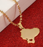 Stainless Steel Ecuador Map Pendant Necklace