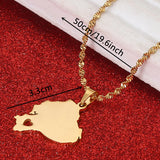 Stainless Steel Ecuador Map Pendant Necklace
