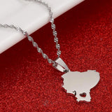 Stainless Steel Ecuador Map Pendant Necklace