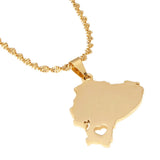 Stainless Steel Ecuador Map Pendant Necklace