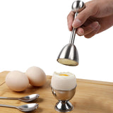 Stainless Steel Egg Topper Set with 4 Spoons & Cups - Shells Remover Top Cutter