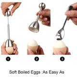Stainless Steel Egg Topper Set with 4 Spoons & Cups - Shells Remover Top Cutter