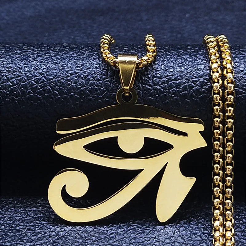 Egyptian Eyes Chain Necklace Men Eye of Ra Horus Symbol N4540