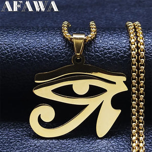 Egyptian Eyes Chain Necklace Men Eye of Ra Horus Symbol N4540