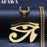 Egyptian Eyes Chain Necklace Men Eye of Ra Horus Symbol N4540
