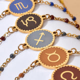 Zodiac Sign Bracelet Stainless Steel Enamel Charm Women's Jewel