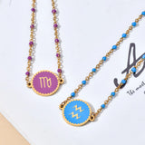 Zodiac Sign Bracelet Stainless Steel Enamel Charm Women's Jewel