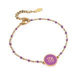 Zodiac Sign Bracelet Stainless Steel Enamel Charm Women's Jewel