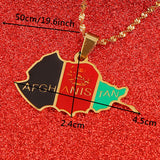Stainless Steel Enamel Afghanistan Map Flag Pendant Necklace