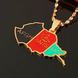 Stainless Steel Enamel Afghanistan Map Flag Pendant Necklace