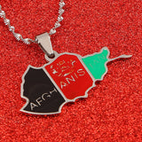 Stainless Steel Enamel Afghanistan Map Flag Pendant Necklace