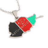 Stainless Steel Enamel Afghanistan Map Flag Pendant Necklace