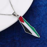 Stainless Steel Enamel Map Pendant Necklace Jewish Map Women Charm Jewelry