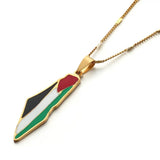 Stainless Steel Enamel Map Pendant Necklace Jewish Map Women Charm Jewelry