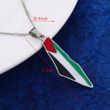 Stainless Steel Enamel Map Pendant Necklace Jewish Map Women Charm Jewelry