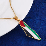 Stainless Steel Enamel Map Pendant Necklace Jewish Map Women Charm Jewelry