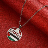 Stainless Steel Enamel Map Pendant Necklace Jewish Jewelry