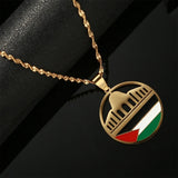 Stainless Steel Enamel Map Pendant Necklace Jewish Jewelry