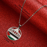 Stainless Steel Enamel Map Pendant Necklace Jewish Jewelry