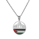 Stainless Steel Enamel Map Pendant Necklace Jewish Jewelry