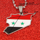 Syria Map Pendant Necklace Enamel Silver Syrians Map Chain Jewelry