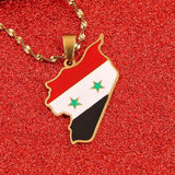 Syria Map Pendant Necklace Enamel Silver Syrians Map Chain Jewelry