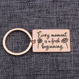 Stainless Steel Encouragement Keyring - Every moment is a fresh beginning