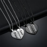 Personalized Double Heart Necklace Engrave Name Love Date
